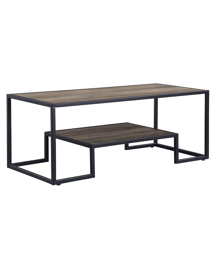 Simplie Fun Idella Coffee Table, Rustic Oak & Black Finish