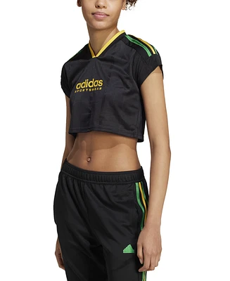 adidas Women's Tiro 3-Stripes Short-Sleeve Crop Top