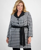 Le Suit Plus Houndstooth Belted Pantsuit