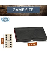 We Games Double 6 Dominoes - Ivory with Black Vinyl Case