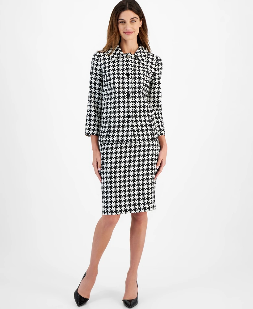 Le Suit Women's Spread Collar Jacket & Pencil Skirt Suit, Regular Petite