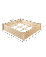 9-Compartment Elevated Garden Bed with Open Bottom for Healthy Roots