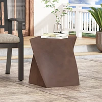 Lightweight Concrete Side Table with Live Edge and Abstract Twisted Design