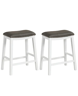 Slickblue 26 Inch Counter Height Bar Stool Set of 2 with Upholstered Seat