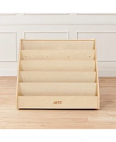 ECR4Kids Double-Sided Mobile Book Display with Storage, Natural