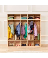 ECR4Kids Streamline 5-Section Coat Locker, Natural, 1