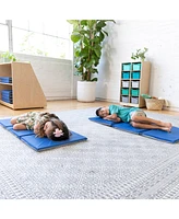 ECR4Kids Everyday Folding Rest Mat, 3-Section, 1in, Blue/Grey, 5-Pack