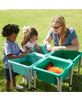 ECR4Kids Square Bin with Lid, Fern Green, 4-Pack