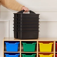 ECR4Kids 2-Compartment Storage Caddy, Black, 6-Pack