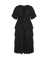 City Chic Plus Ana Tie Maxi Tiered Dress