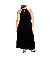 City Chic Plus Stacey Halter Neck Maxi Dress