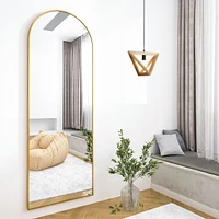 Homlux 21"x64" Arched Full Length Mirror with Gold Aluminum Frame, Free Standing, Leaning, Wall Mounted