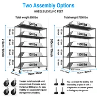 Heavy Duty Adjustable Storage Rack - 7500lbs - 82"x60"x24" - Black