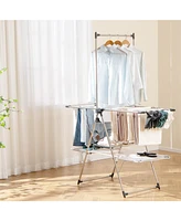 Slickblue Large Foldable Clothes Drying Rack with Tall Hanging Bar
