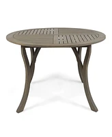 Simplie Fun Stylish Circular Outdoor Acacia Wood Patio Table - Teak Grey