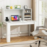 Gymax Home Office Computer Desk Study Table Writing Workstation Hutch Cable Hole White