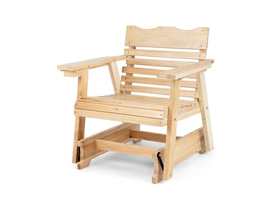 Slickblue Outdoor Wood Rocking Chair with High Back and Widened Armrests