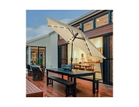 Slickblue 9 ft Solar Led Lighted Patio Market Umbrella Tilt Adjustment Crank Lift