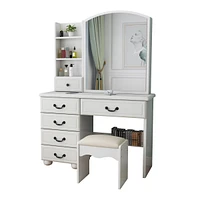 Vanity Desk with Mirror, Lights, and 6 Drawers
