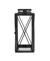 Simplie Fun Modern Stainless Steel Lantern with X-Frame Design and Hanging Handle