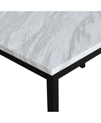 Streamdale Furniture Noyes Metal Dining Table with Laminated Faux Marble Top, Off-white