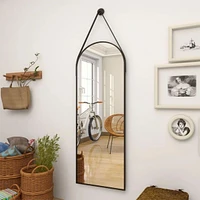 Homlux Arched Wall Mounted Mirror 16"x48" in Black
