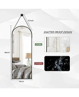 Homlux Arched Wall Mounted Mirror 16"x48" in Black