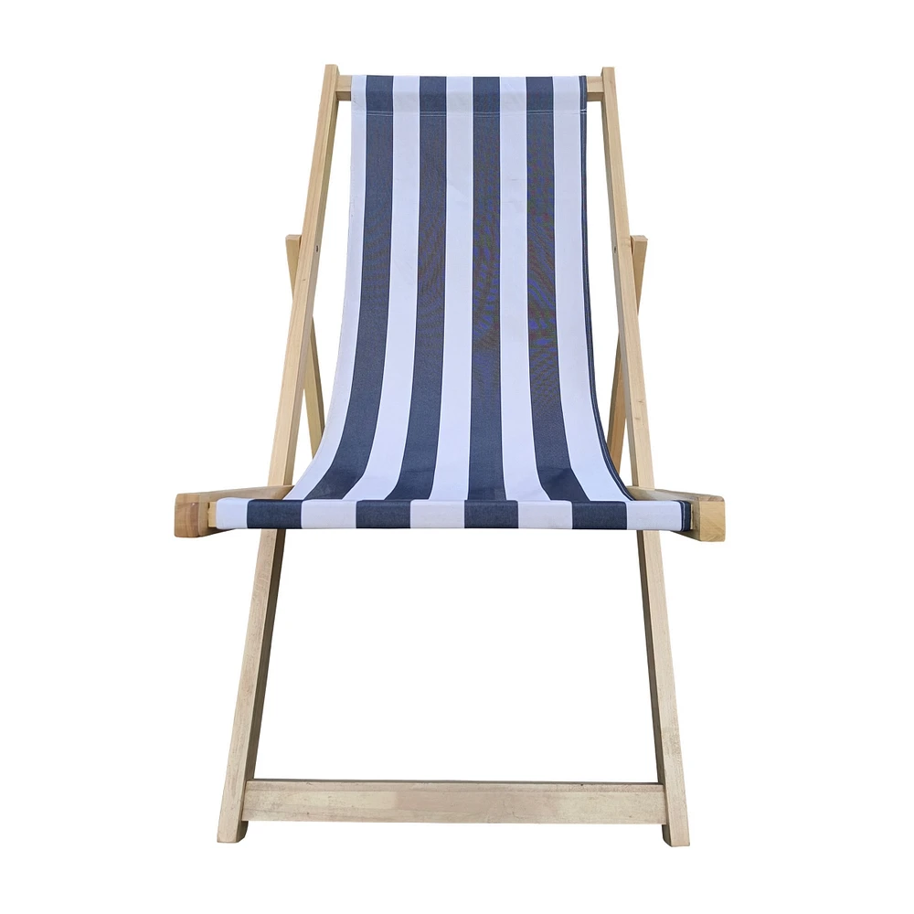 Streamdale Furniture Populus wood sling chair blue Stripe Broad Dark blue Strip