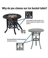 Elegant 21" Cast Aluminum Ice Bucket and Side Table