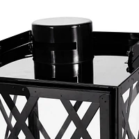 Gorgeous Stainless Steel Lantern with Lattice Pattern and Tempered Glass