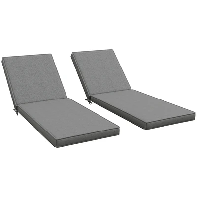 Outdoor 2 Chaise Lounge Chair Cushions with Backrests & Straps, Sky