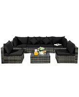 Costway 7PCS Patio Rattan Furniture Set Sectional Sofa Garden