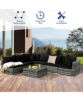 Costway 7PCS Patio Rattan Furniture Set Sectional Sofa Garden