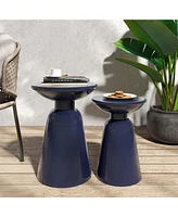 Streamdale Furniture Modern Pedestal Side Table Set Sophisticated Flair