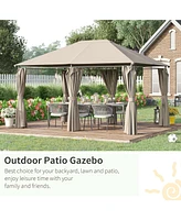 Elegant 13'x10' Outdoor Gazebo with Removable Curtains and Canopy Top