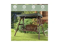 Slickblue 2-Person Outdoor Wooden Porch Swing with an Adjustable Canopy