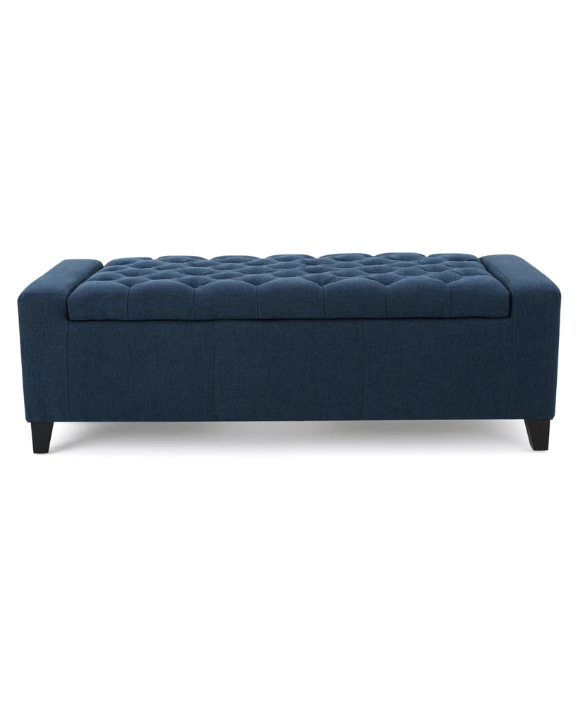 Simplie Fun Dark Blue Storage Ottoman with Tufted Top (20.5"D x 51"W x 17"H)