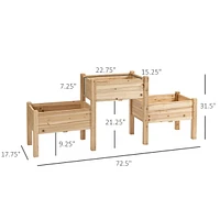 Elevated 2-Tiered Fir Wood Garden Bed with Drainage Holes (72.5" L x 17.75" W x 31.5" H)
