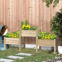Elevated 2-Tiered Fir Wood Garden Bed with Drainage Holes (72.5" L x 17.75" W x 31.5" H)
