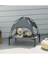 Streamdale Furniture Elevated Portable Dog Cot Pet Bed with Uv Protection Canopy Shade, 24 inch, Gray