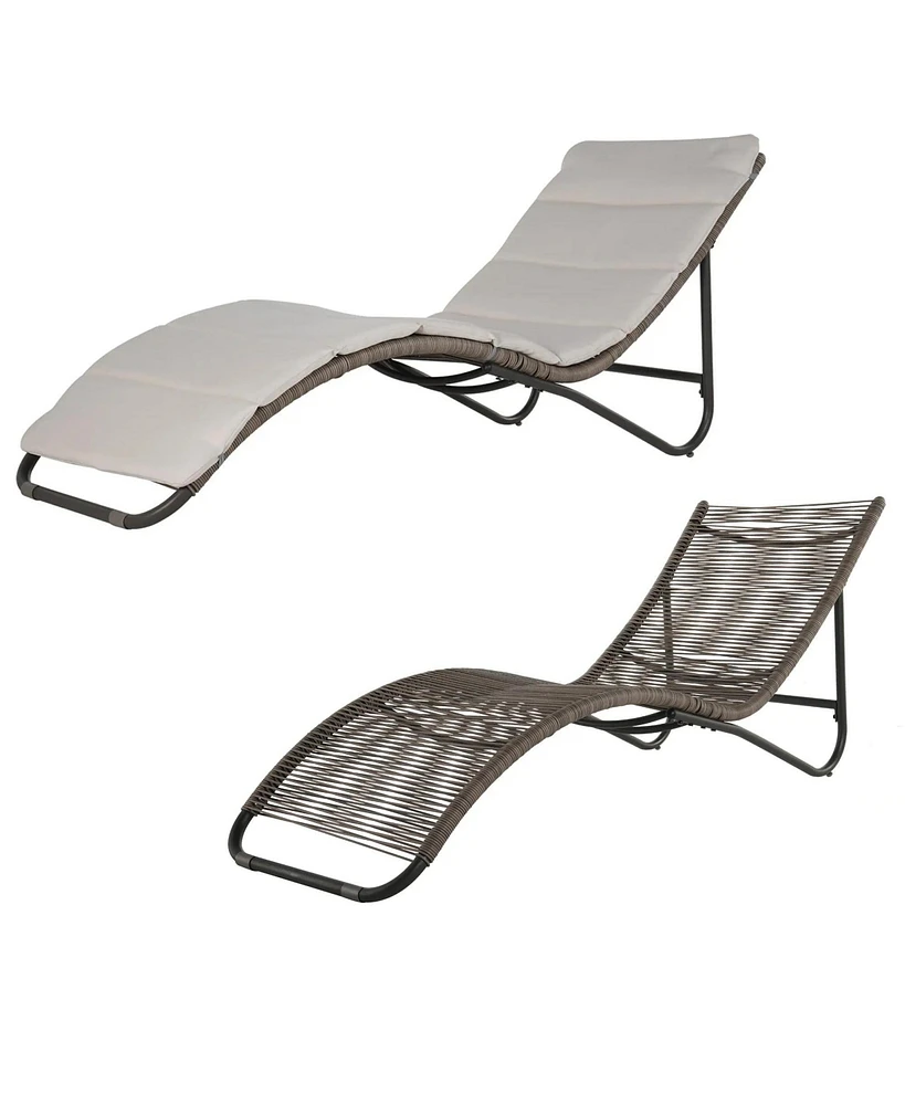 Mondawe Wicker Chaise Lounge Chairs With Cushions In Metal Frame Removable