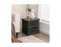 Slickblue 2-Drawer Nightstand with Removable Fabric Bins and Pull Handles