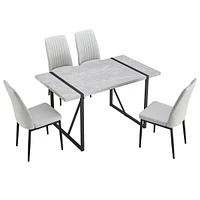 5-Piece Dining Set with Ergonomic Chairs, Sturdy Black Metal