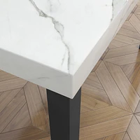 Elegant 5-Piece Wood Dining Table Set with Marble-Inspired Surface