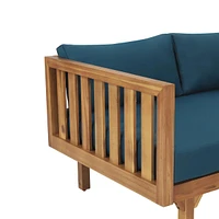Acacia Wood Daybed with Slat Paneling and Water-Resistant Cushions