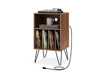 Slickblue Record Player Stand with Charging Station for Living Room Bedroom