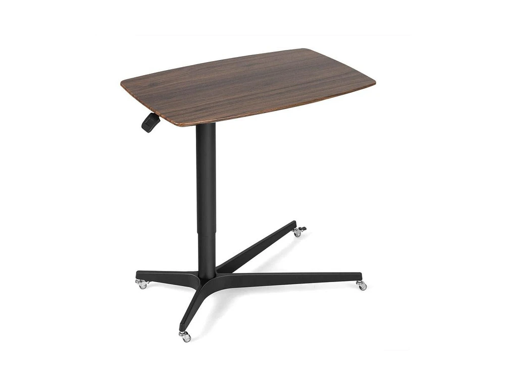 Slickblue Height Adjustable Mobile Standing Desk with Lockable Wheels-Brown