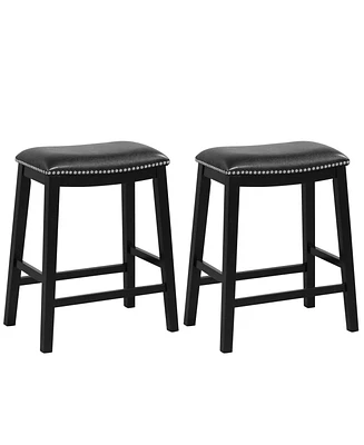 Slickblue 26 Inch Counter Height Bar Stool Set of 2 with Upholstered Seat