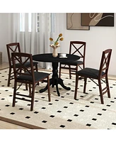 Slickblue Wooden Dining Table with Round Tabletop and Curved Trestle Legs