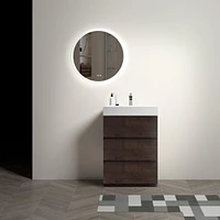Alice 24" Walnut Bathroom Vanity with Sink & Large Storage